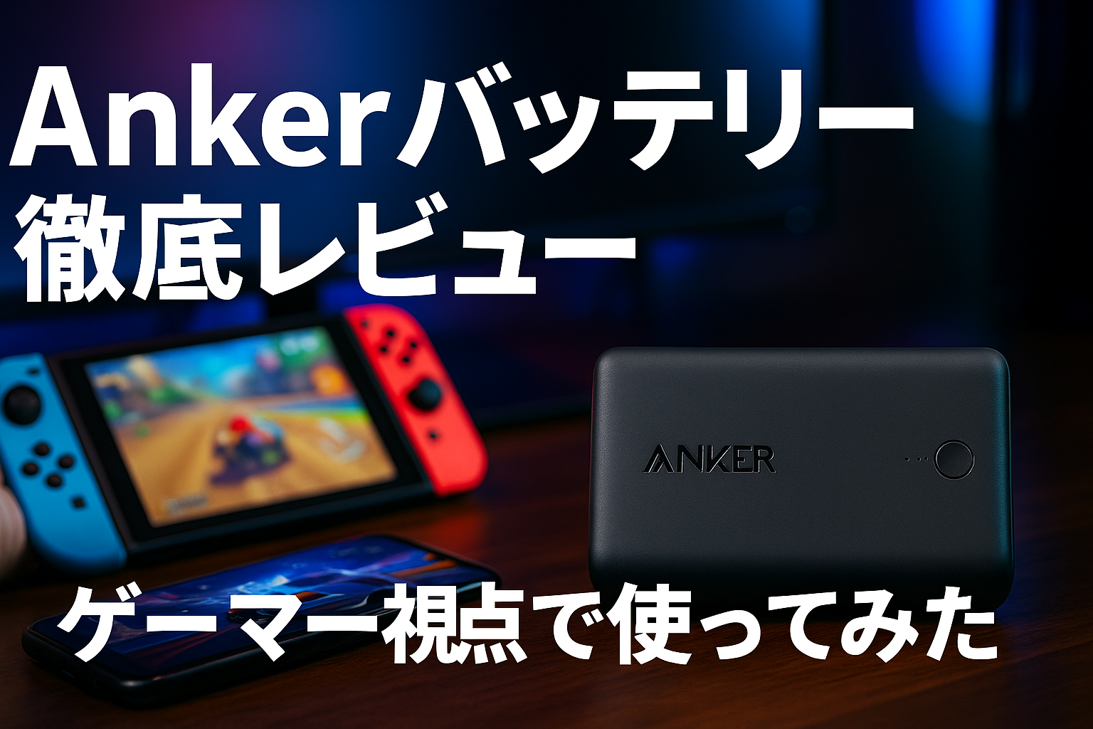 Anker PowerCore Essential 20000の外観とレビュータイトルが入ったプロモーション画像